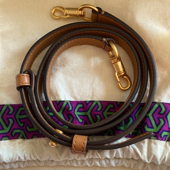 Tory Burch Cleo Basketweave Blue Caning Logo Geo Needlepoint Small Bag - Picture 14 of 15